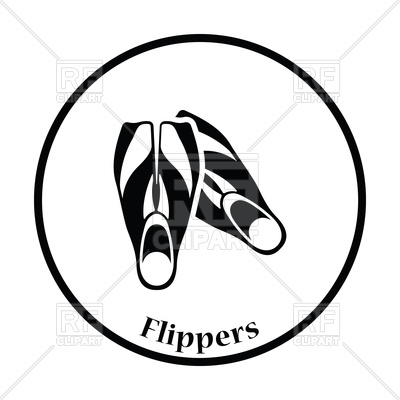 400x400 Thin Circle Design Icon Of Swimming Flippers Royalty Free Vector