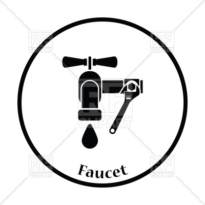 400x400 Thin Circle Design Icon Of Wrench And Faucet Royalty Free Vector