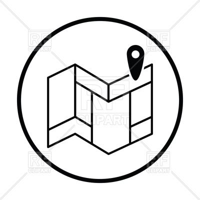 400x400 Thin Circle Design Of Navigation Map Icon Royalty Free Vector Clip