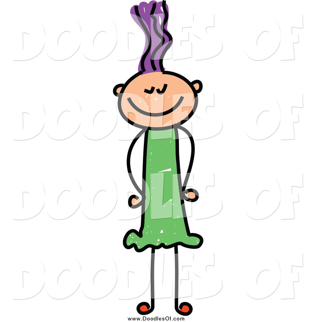 1024x1044 Vector Clipart Of A Thin Doodle Girl By Prawny