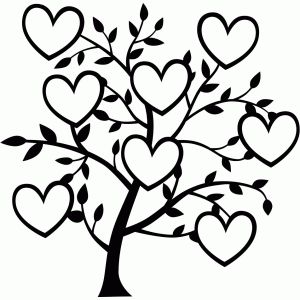 300x300 Tree With 8 Hearts On It Black And White Clipart
