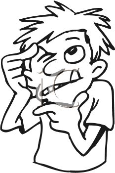 233x350 Cartoon Of A Kid Deep In Thought