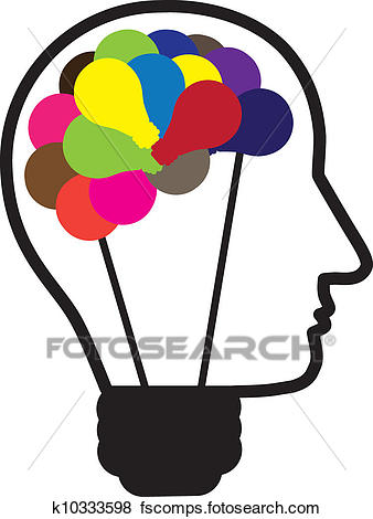 338x470 Clip Art Of Illustration Of Idea Light Bulb As Human Head Creating