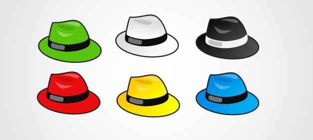 627x281 6 Thinking Hats Clipart