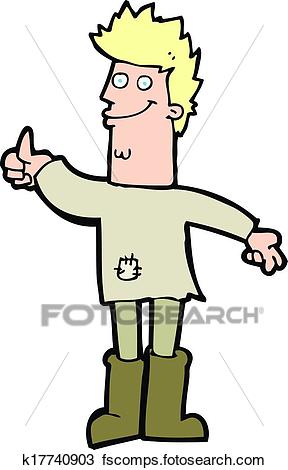 288x470 Clipart Of Cartoon Positive Thinking Man In Rags K17740903
