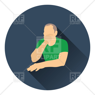 400x400 Flat Color Design Of Thinking Man Icon Royalty Free Vector Clip