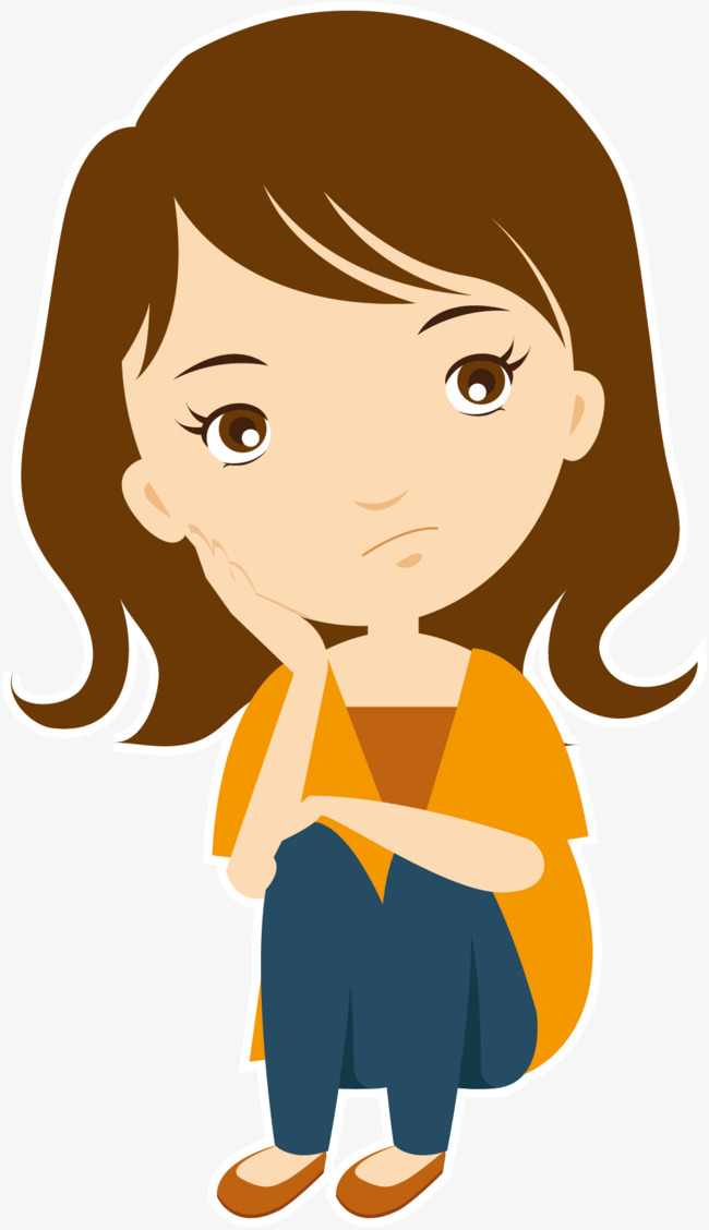 650x1128 Vector Thinking Girl, Vector, Think, Cartoon Png And Vector