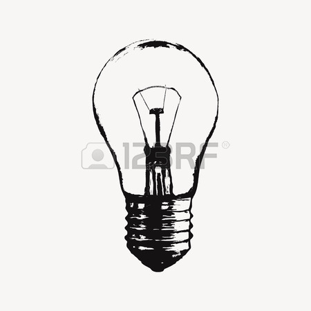 450x450 Vector Grunge Illustration With Light Bulb. Modern Hipster Sketch