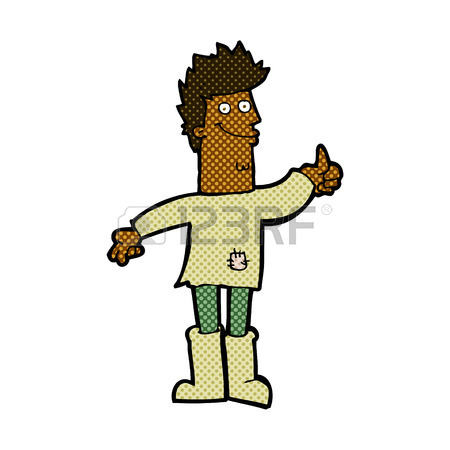 450x450 Retro Comic Book Style Cartoon Positive Thinking Man In Rags