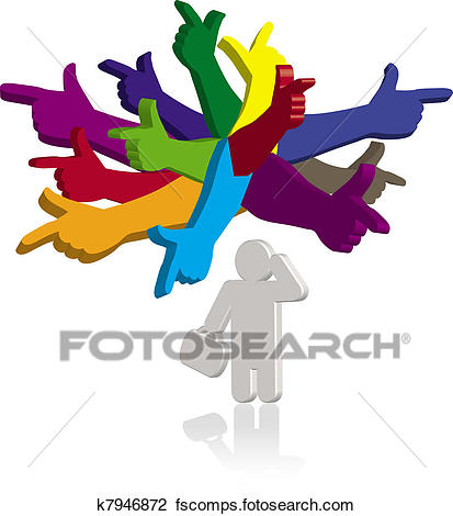 413x470 Clip Art Of Man Thinking With Color Hands Pointing In Different