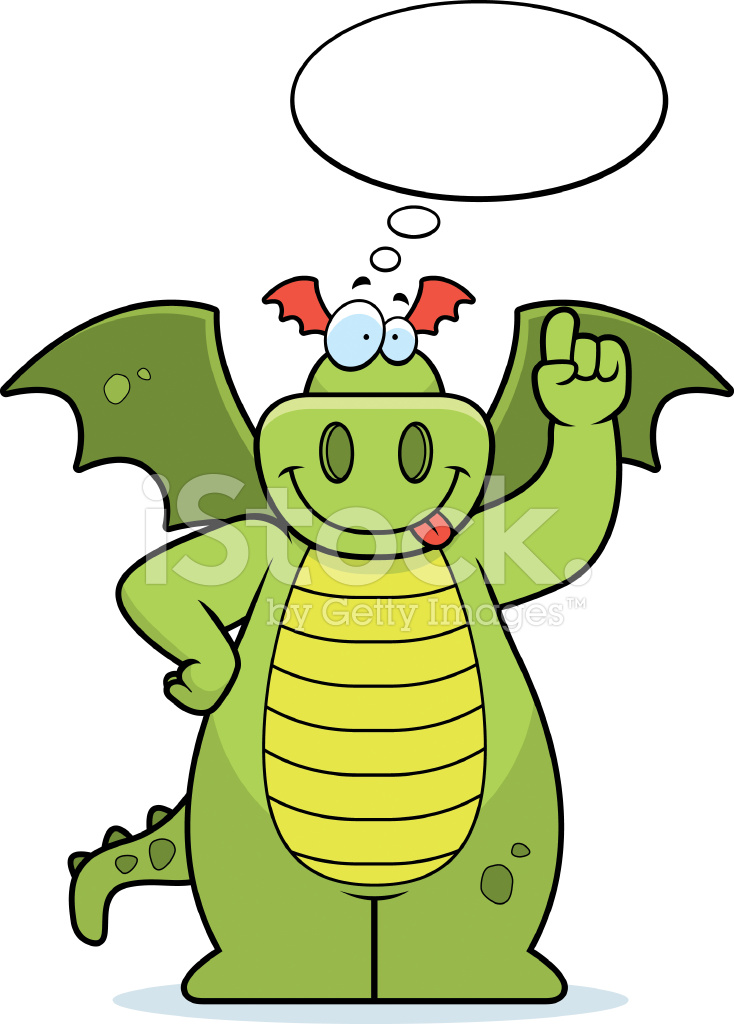 734x1024 Dragon Thinking Stock Vector