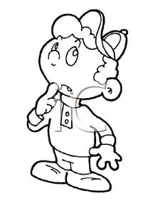 225x300 Kid Thinking Clipart Black And White