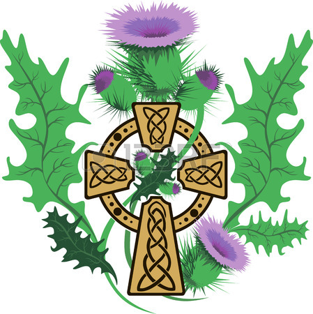 449x450 Beautiful Border With Celtic Ornament And Flowers Thistle Black