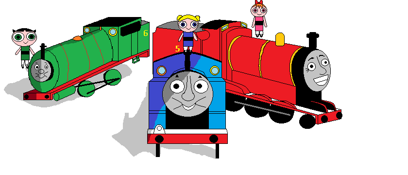 840x360 Thomas, Friends And Powerpuff Girls(Original) By Aldarfromulanude