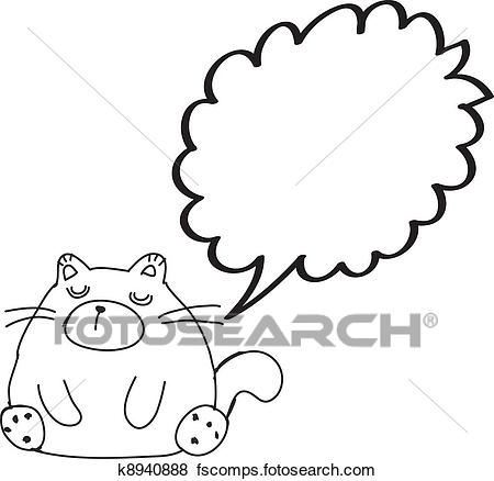 450x438 Clip Art Of Cat With Thought Bubble K8940888
