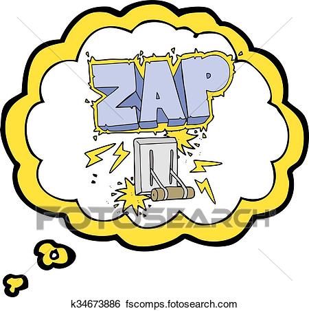 450x452 Clip Art Of Thought Bubble Cartoon Electrical Switch Zap K34673886
