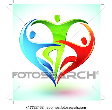 450x441 Clipart Of Three Figures Forming A Heart K17722462
