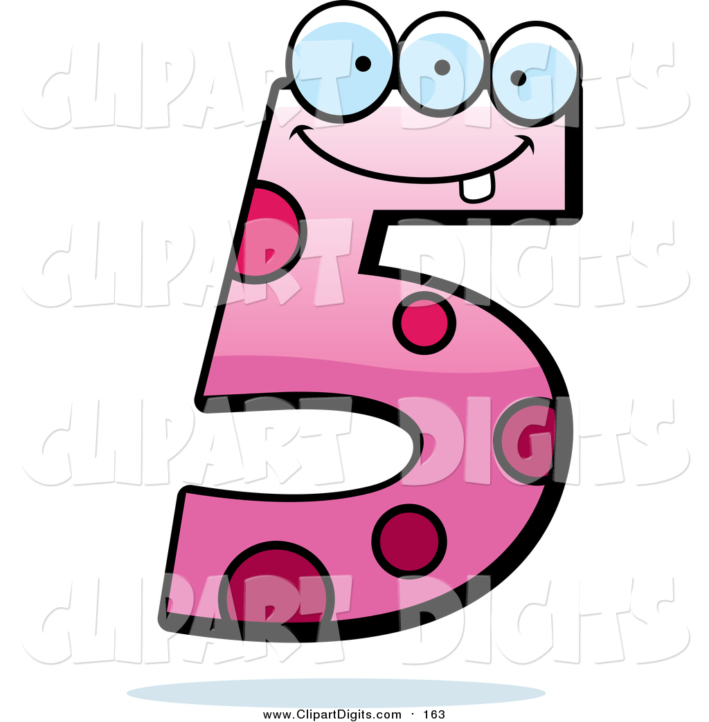 1024x1044 Vector Cartoon Clip Art Of A Three Eyed Pink Number Five Character