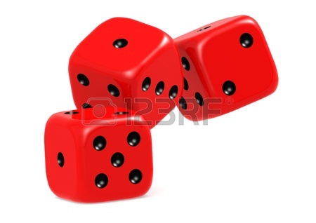 450x318 Three 3d Red Dices With Six On All Sides. Win Concept Stock Photo