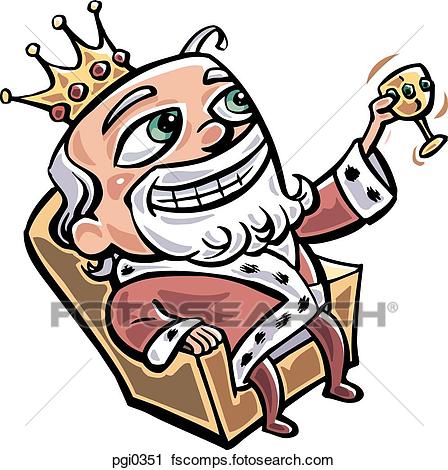 448x470 Clipart Of A Royalty Sitting In His Throne, Drinking Pgi0351