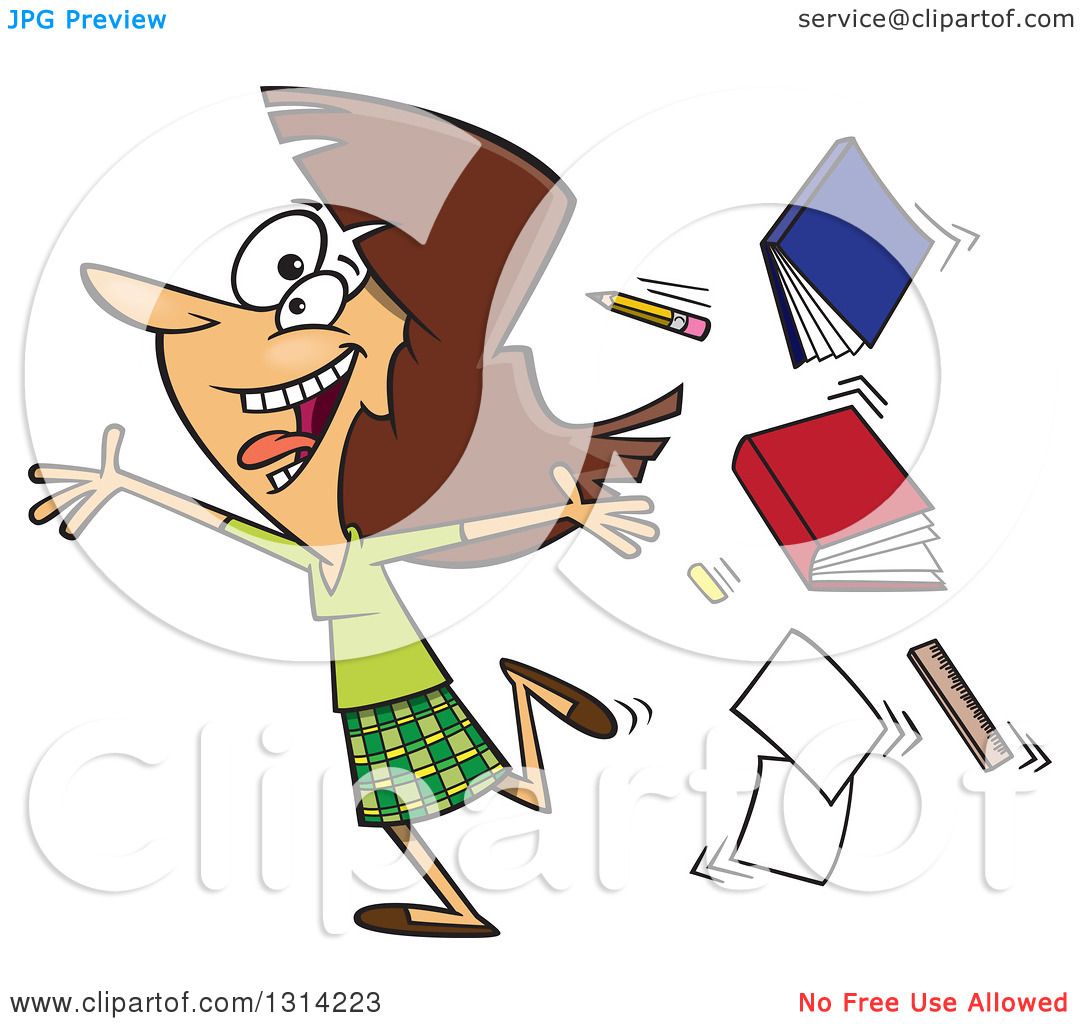 1080x1024 Clipart Of A Cartoon Excited Brunette White Female Teacher Running