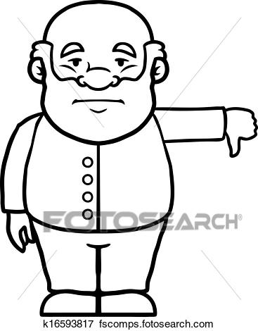 367x470 Clip Art Of Black And White Old Man Giving A Thumbs Down K16593817