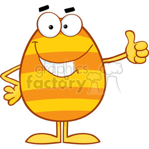 300x300 Royalty Free Clipart Of Smiling Colorful Easter Egg Showing Thumbs