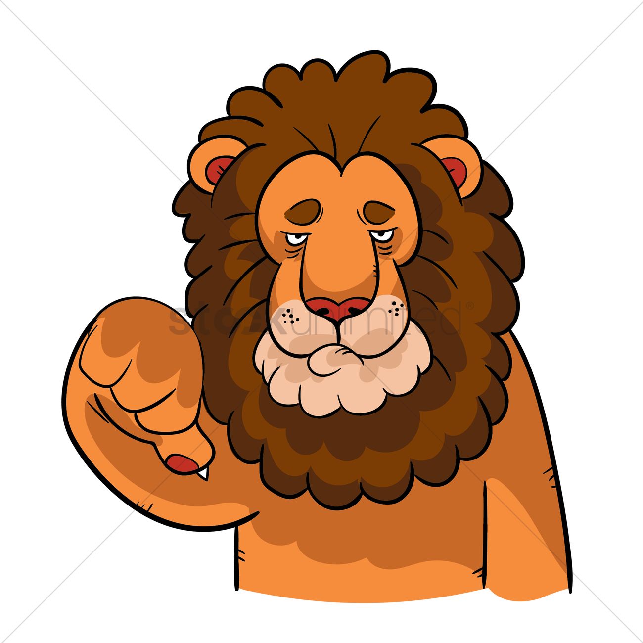 1300x1300 Cartoon Lion With Thumbs Down Gesture Vector Image