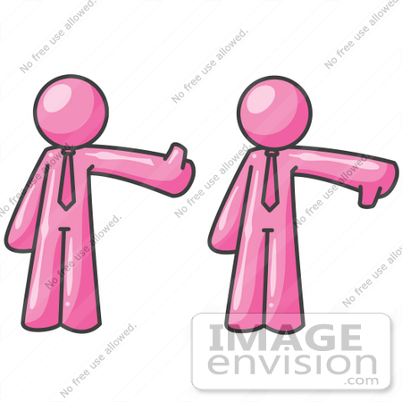 450x450 Clip Art Graphic Of Pink Guy Characters Giving Thumbs Up And Down