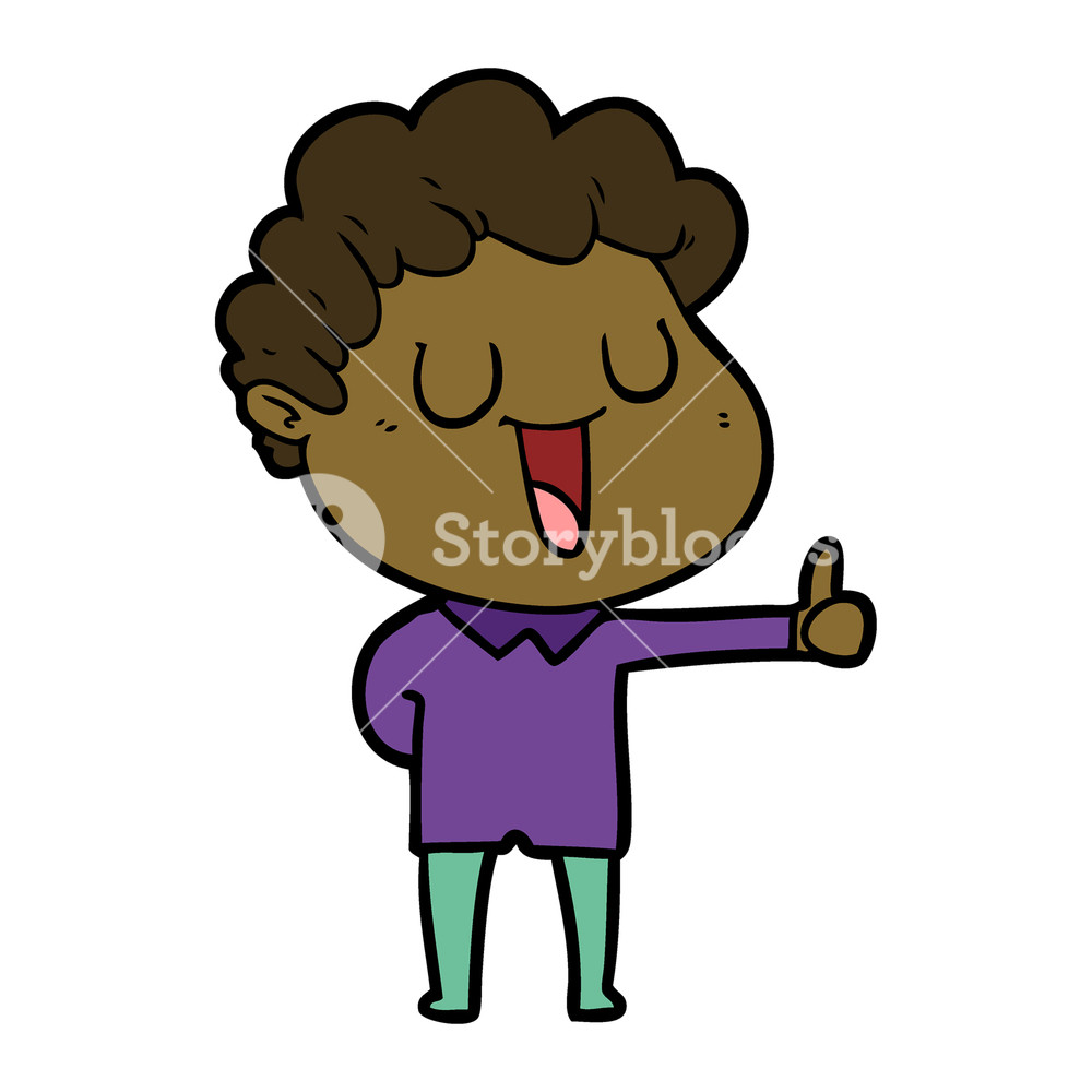 1000x1000 Laughing Cartoon Man Giving Thumbs Up Sign Royalty Free Stock