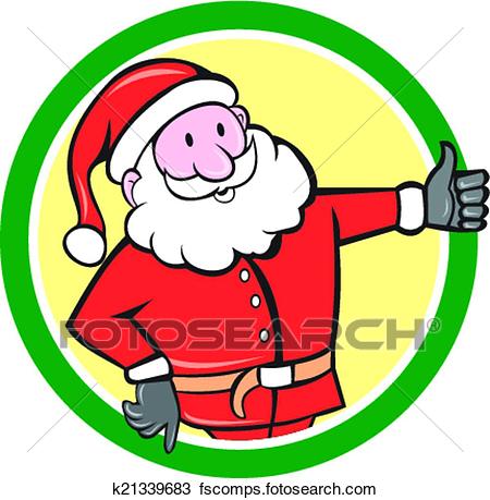 450x459 Clipart Of Santa Claus Father Christmas Thumbs Up Circle Cartoon