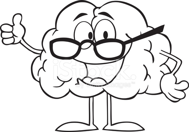628x440 Black And White Brain Cartoon Character Giving The Thumbs Up Stock
