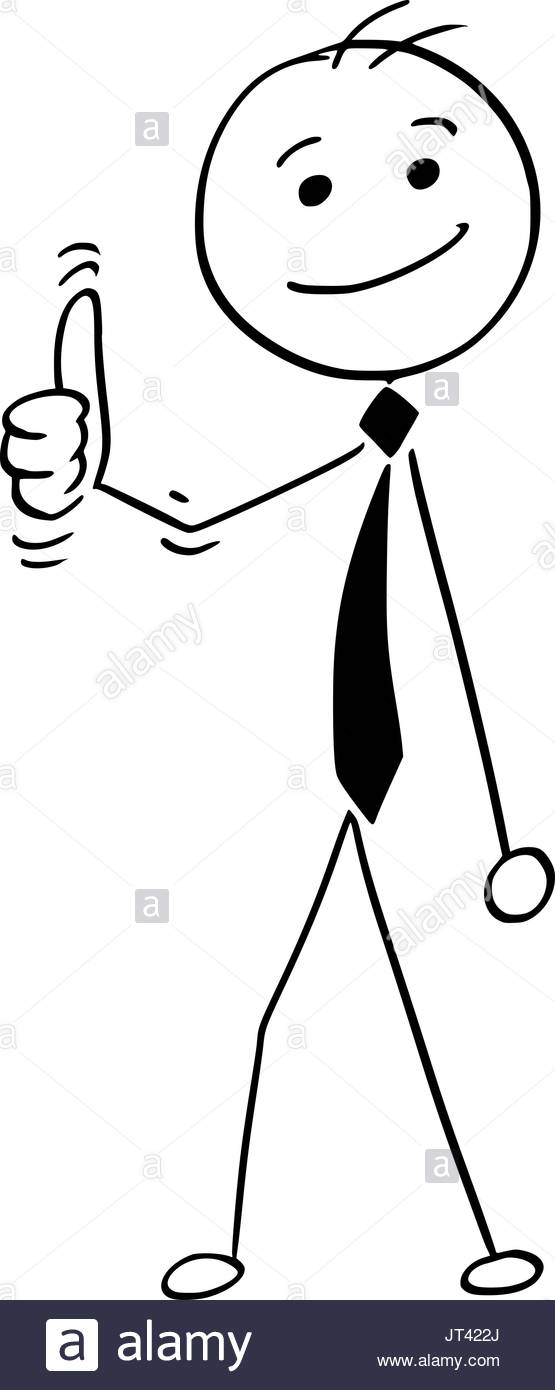 555x1390 Cartoon Illustration Of Happy Smiling Stick Man Businessman