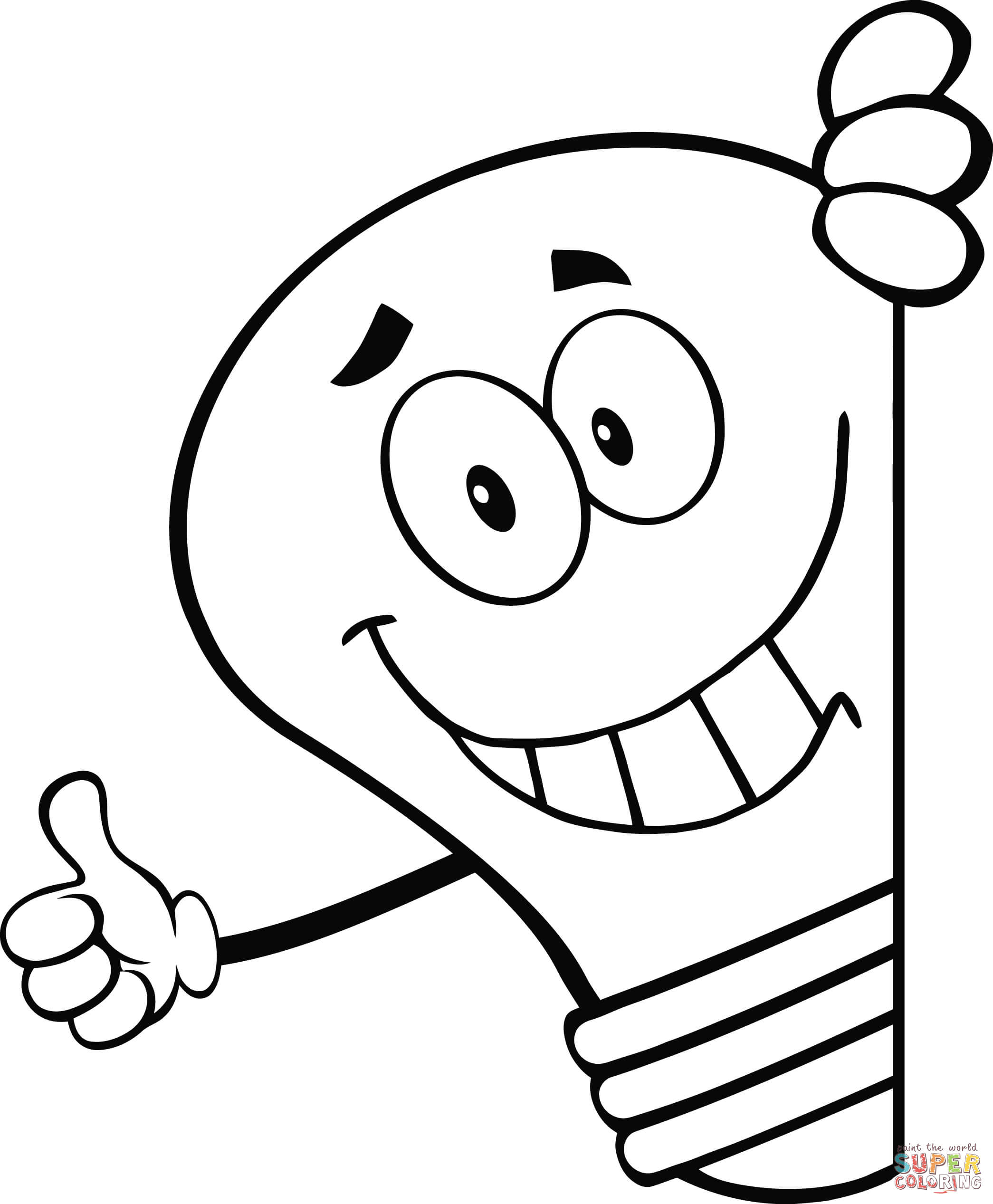 2090x2534 Smiling Cartoon Light Bulb Giving A Thumb Up Coloring Page Free