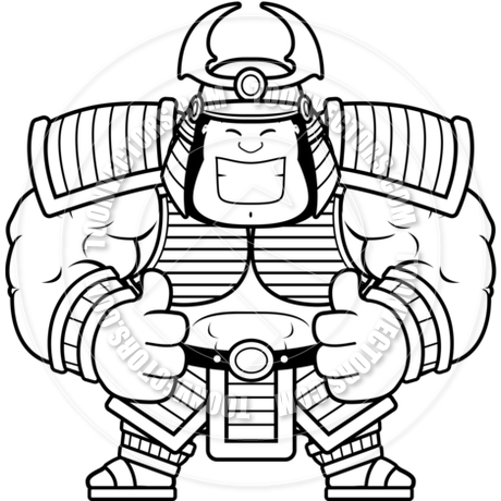 460x460 Cartoon Samurai Thumbs Up (Black Amp White Line Art) By Cory Thoman