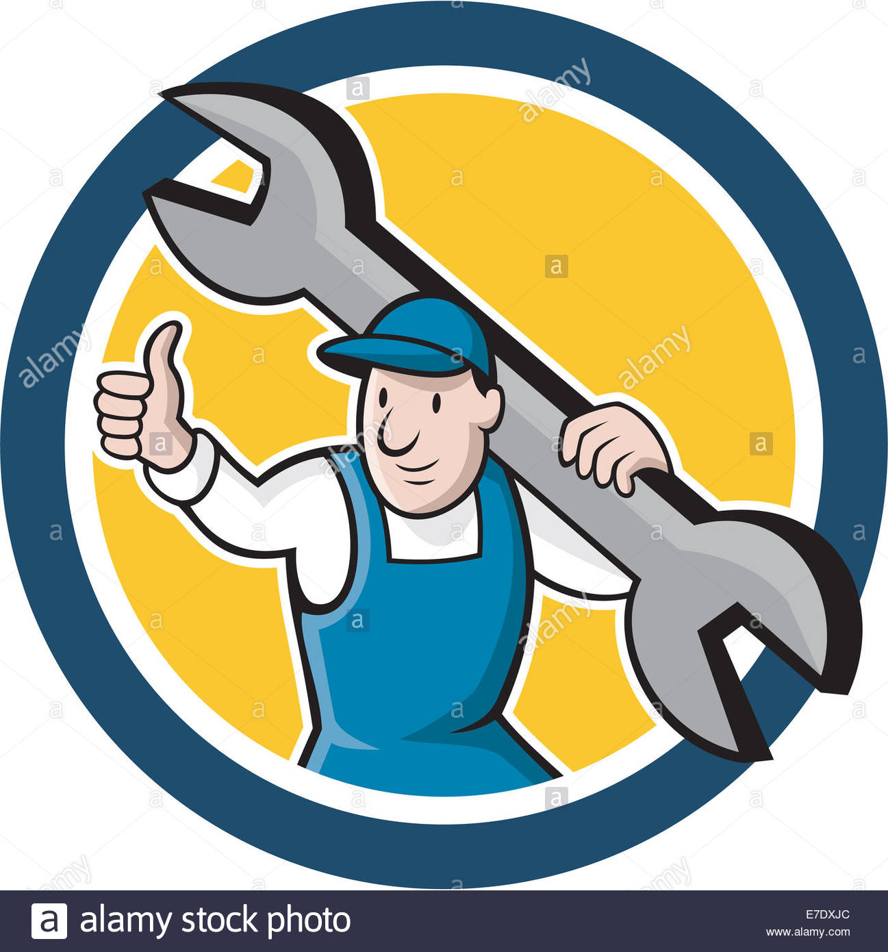 1297x1390 Illustration Of A Mechanic Thumbs Up Holding Spanner Wrench