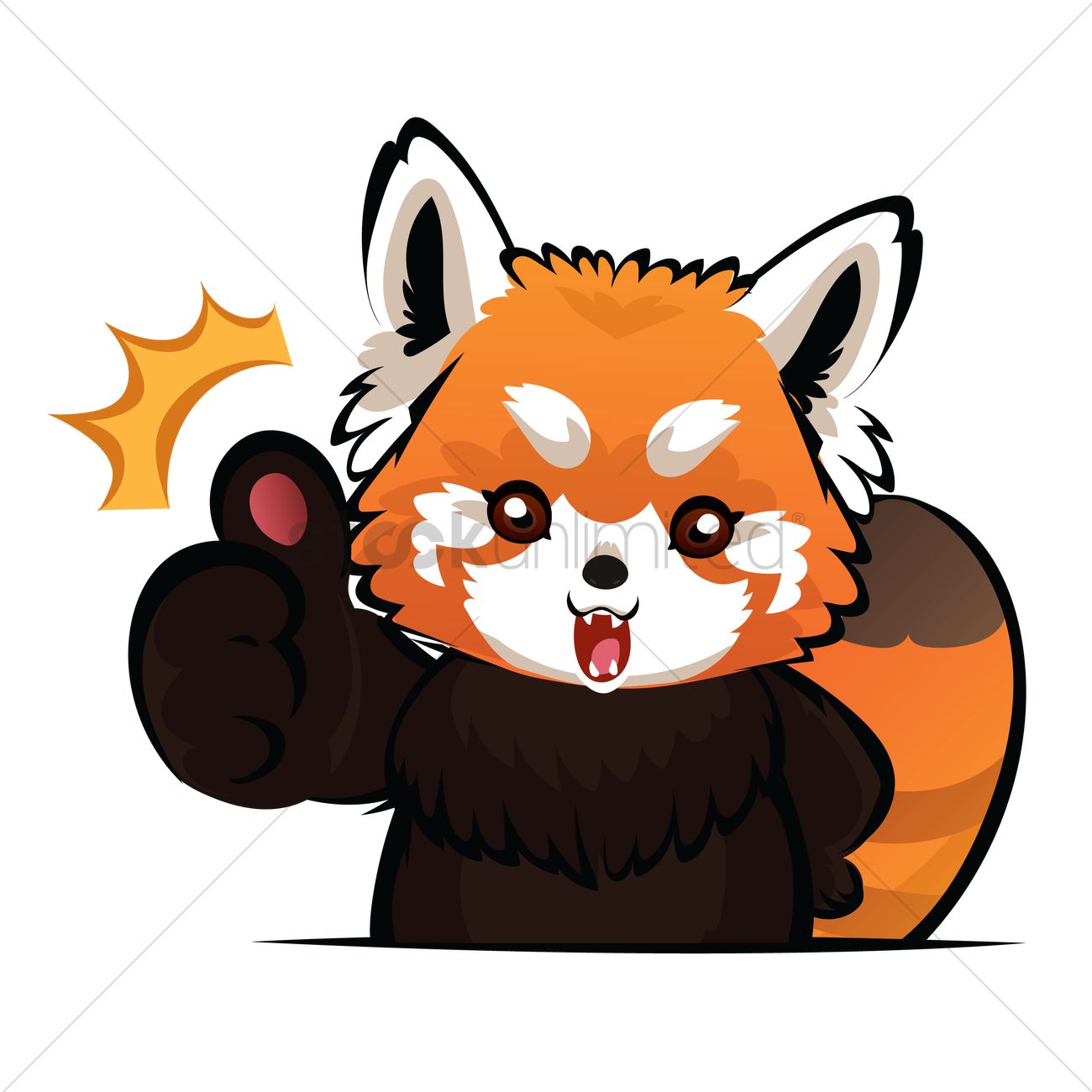 1300x1300 Cartoon Red Panda Showing Thumbs Up Vector Image