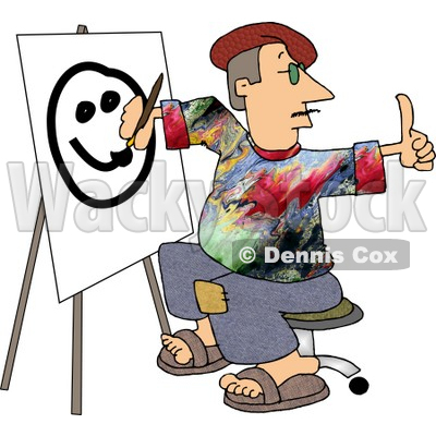 400x400 Painter Artist Giving The Thumbs Up While Painting A Smiley Face