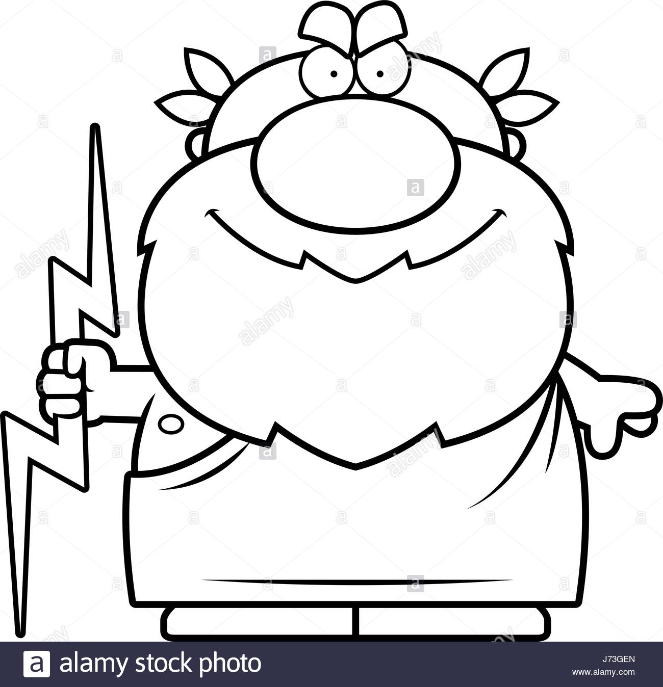 1300x1348 A Cartoon Illustration Of Zeus With A Thunderbolt Stock Vector Art