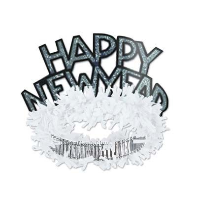 400x400 White Amp Silver Happy New Year Regal Tiara,china Wholesale White