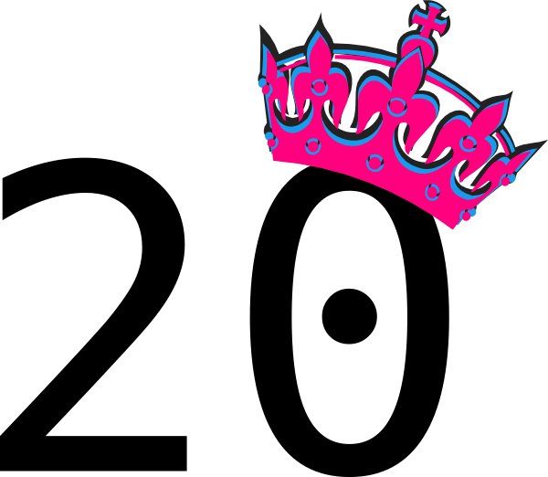600x522 Pink Tilted Tiara And Number 20 Clip Art