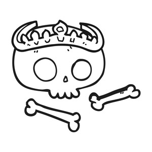 300x300 Freehand Drawn Cartoon Skull Wearing Tiara Royalty Free Stock