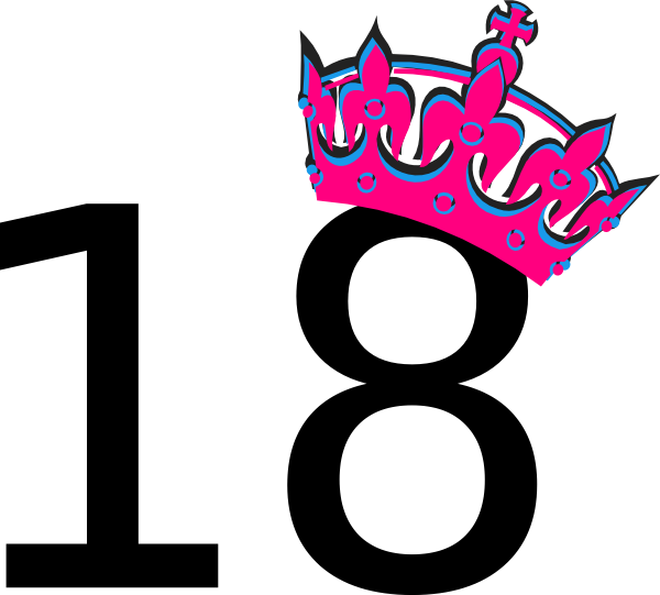 600x541 Pink Tilted Tiara And Number 18 Png, Svg Clip Art For Web