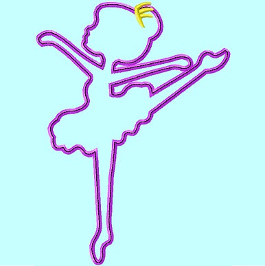 386x387 Ballerina With Tiara Outline Applique Embroidery Design