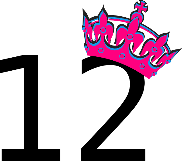 600x531 Pink Tilted Tiara And Number 12 Clip Art