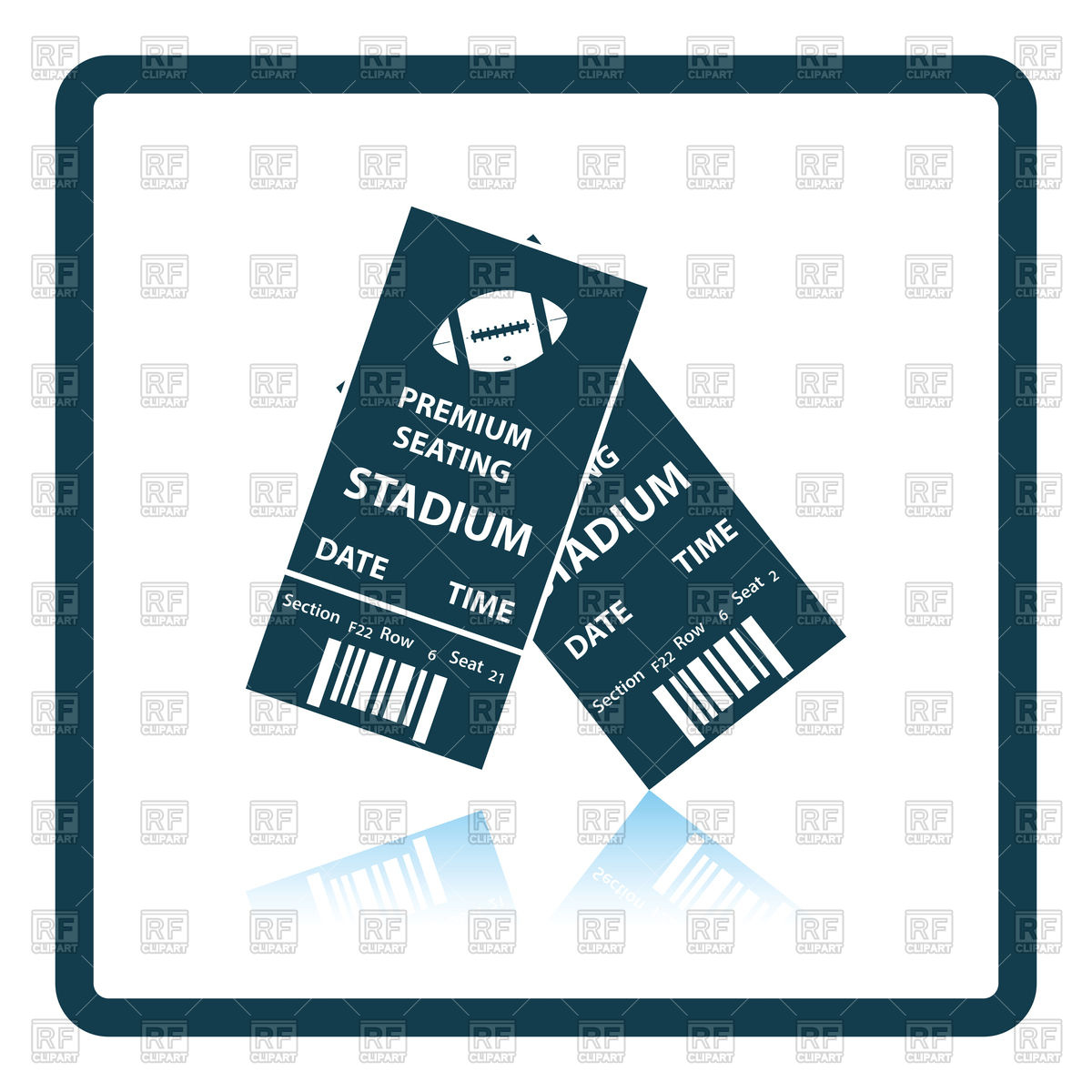 1200x1200 Shadow Reflection Design Of American Football Tickets Royalty Free