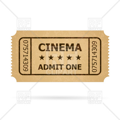 400x400 Retro Cinema Cardboard Ticket Royalty Free Vector Clip Art Image
