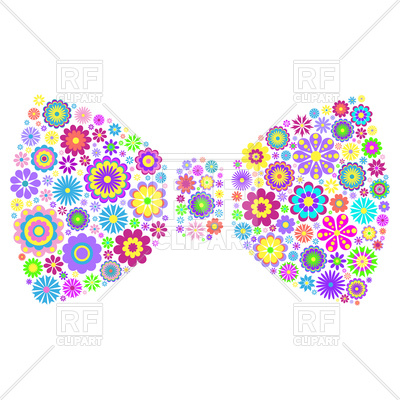 400x400 Illustration Of Colorful Floral Bow Tie On White Background