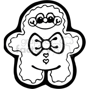 300x300 Royalty Free Black And White Happy Gingerbread Man With A Bow Tie