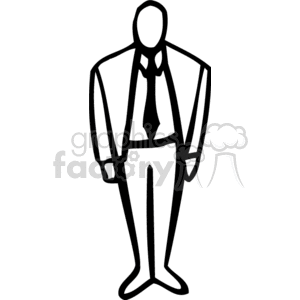 300x300 Royalty Free Black And White Man With A Suit And Tie Standing